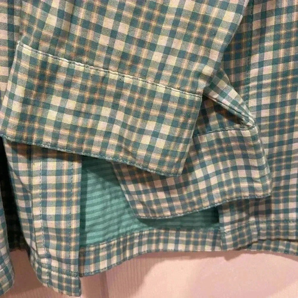 L.L. Bean Women’s Turquoise Plaid Nylon Button Down with Striped InteriorSize M - Picture 9 of 12